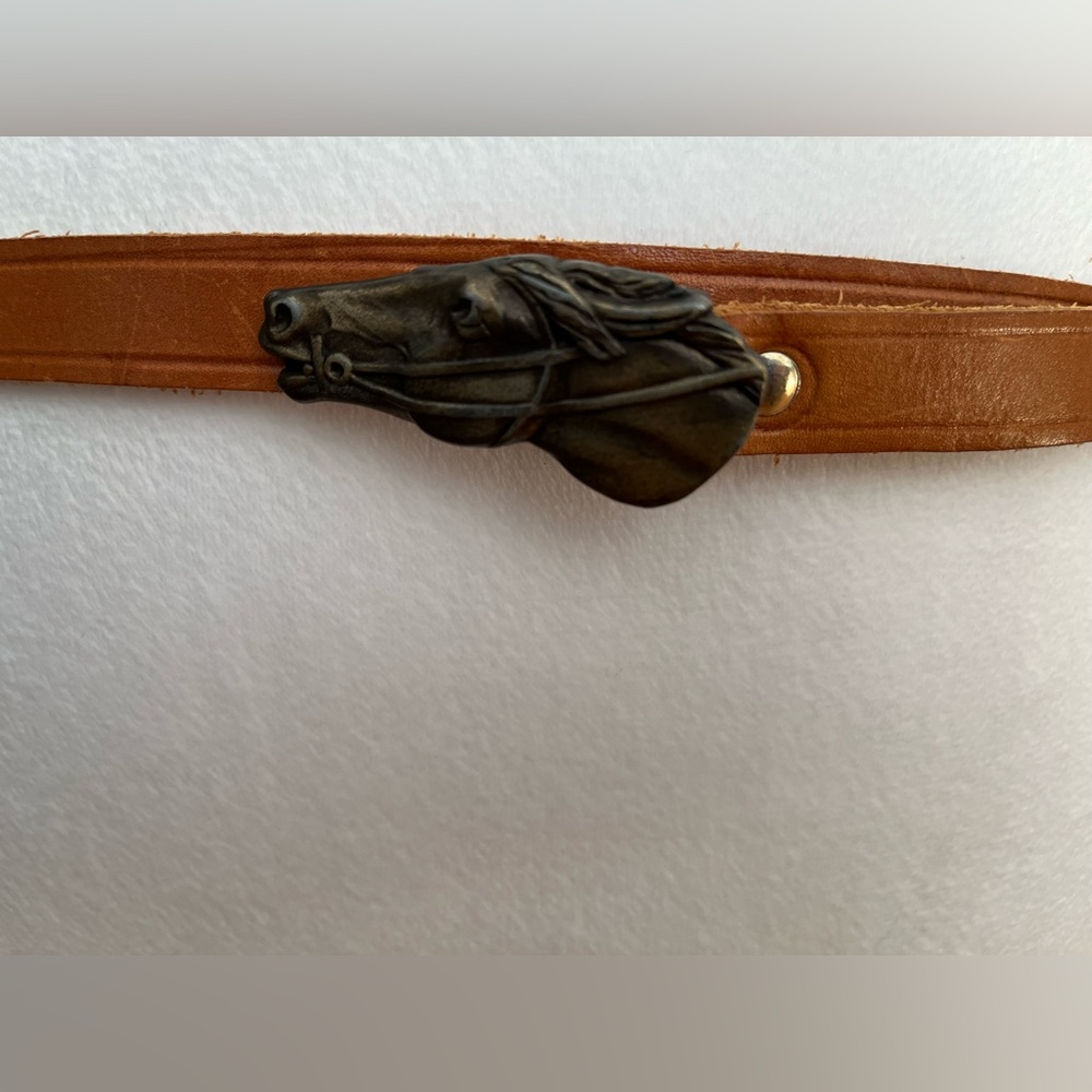 Vintage Carlos Falchi horse head leather belt horse lovers cowboy ranch